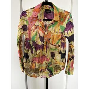 J Crew Ratti Jungle Print Cotton Button Up Shirt Women's 6